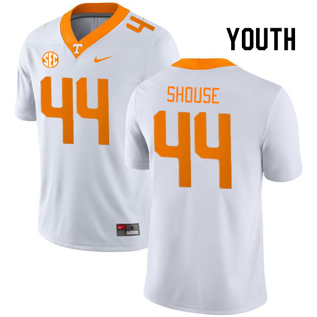 Youth #44 Luke Shouse Tennessee Volunteers College Football Jerseys Stitched Sale-White - Click Image to Close